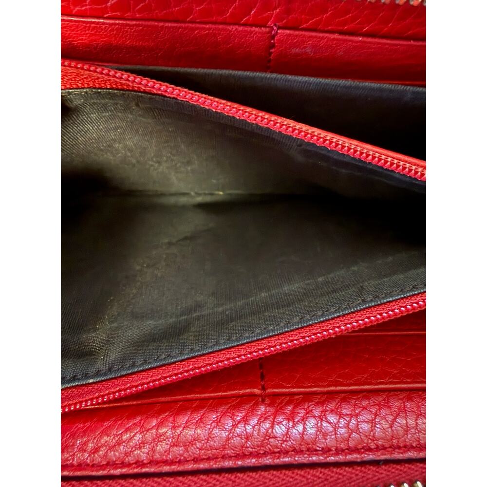 Gucci Soho Wallet Women's Red Leather Zip Around Tassel GG Logo W/COA - Picture 9 of 14
